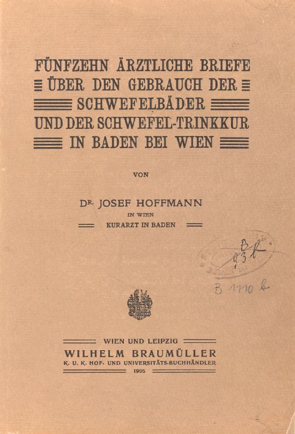 Cover Ärztliche Briefe über Schwefelbäder von Dr. J. Hoffmann 1905