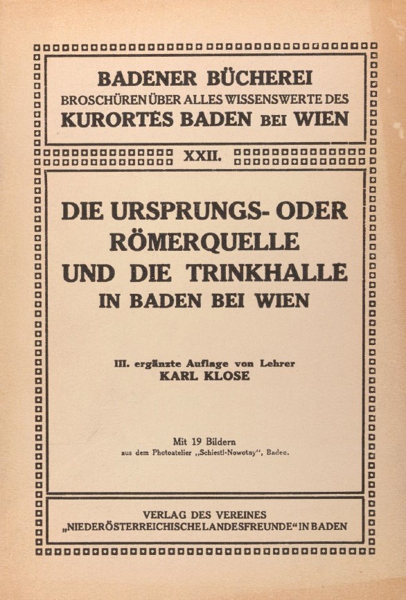 Die Ursprungs- oder Römerquelle & Trinkhalle in Baden von K. Klose 1928 (B381 22)